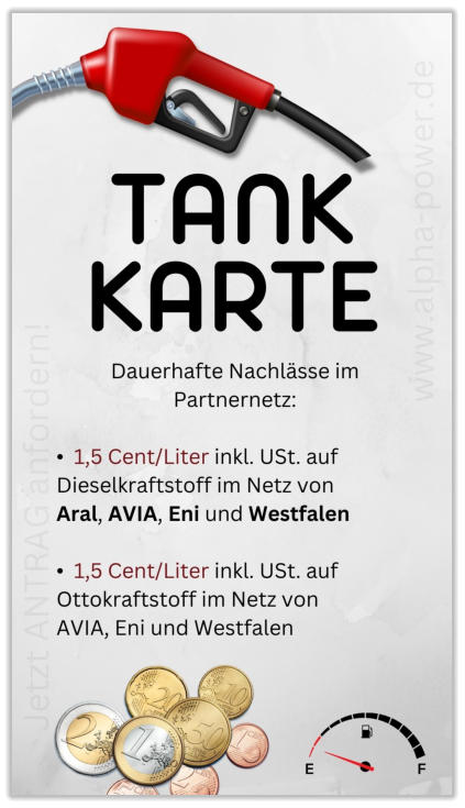 Tankkarte mit 1,5 Cent Nachlass im Partner Netzwerk