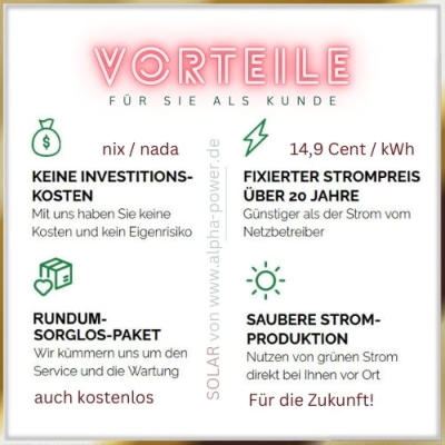 Solaranlagen - viele Vorteile für die Kunden